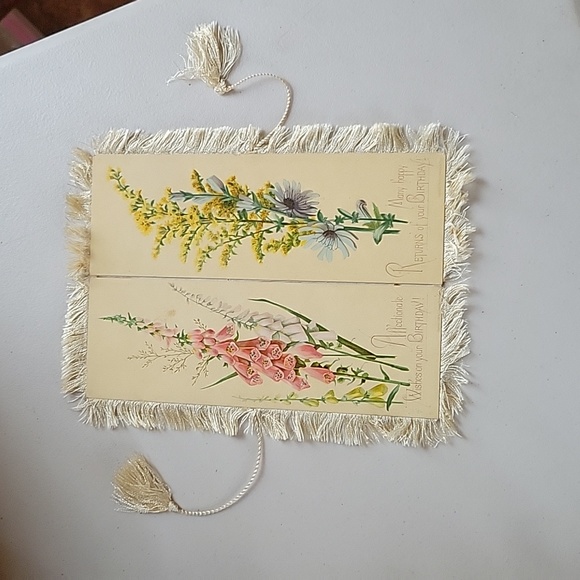 Antique Chromolithograph L. Prang & Co. 1880 Silk Fringe Birthday Card - Picture 6 of 11